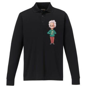 Albert Einstein Cartoon Performance Long Sleeve Polo