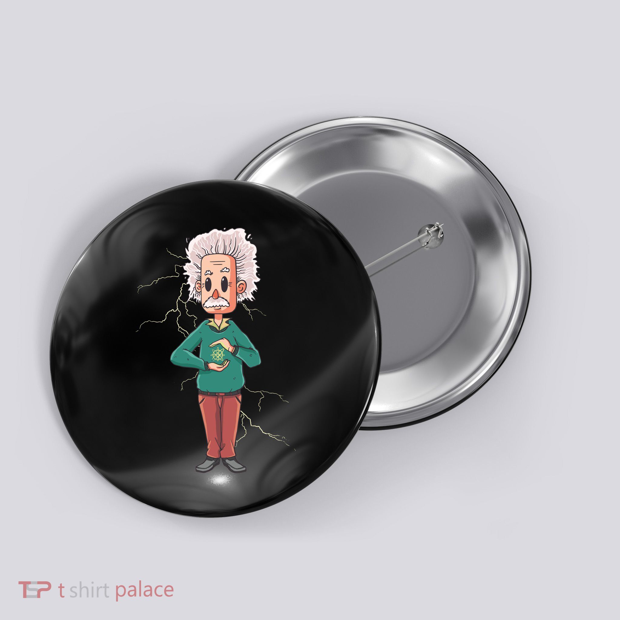 Albert Einstein Cartoon Button