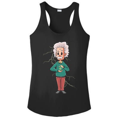 Albert Einstein Cartoon Ladies PosiCharge Competitor Racerback Tank