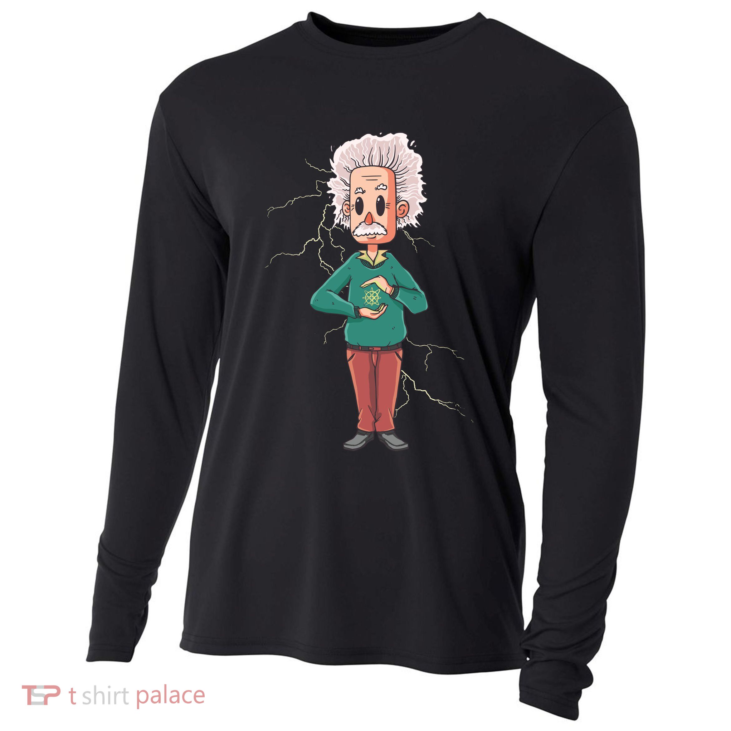 Albert Einstein Cartoon Cooling Performance Long Sleeve Crew