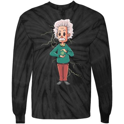 Albert Einstein Cartoon Tie-Dye Long Sleeve Shirt
