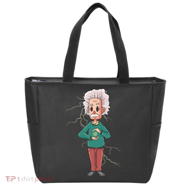 Albert Einstein Cartoon Zip Tote Bag