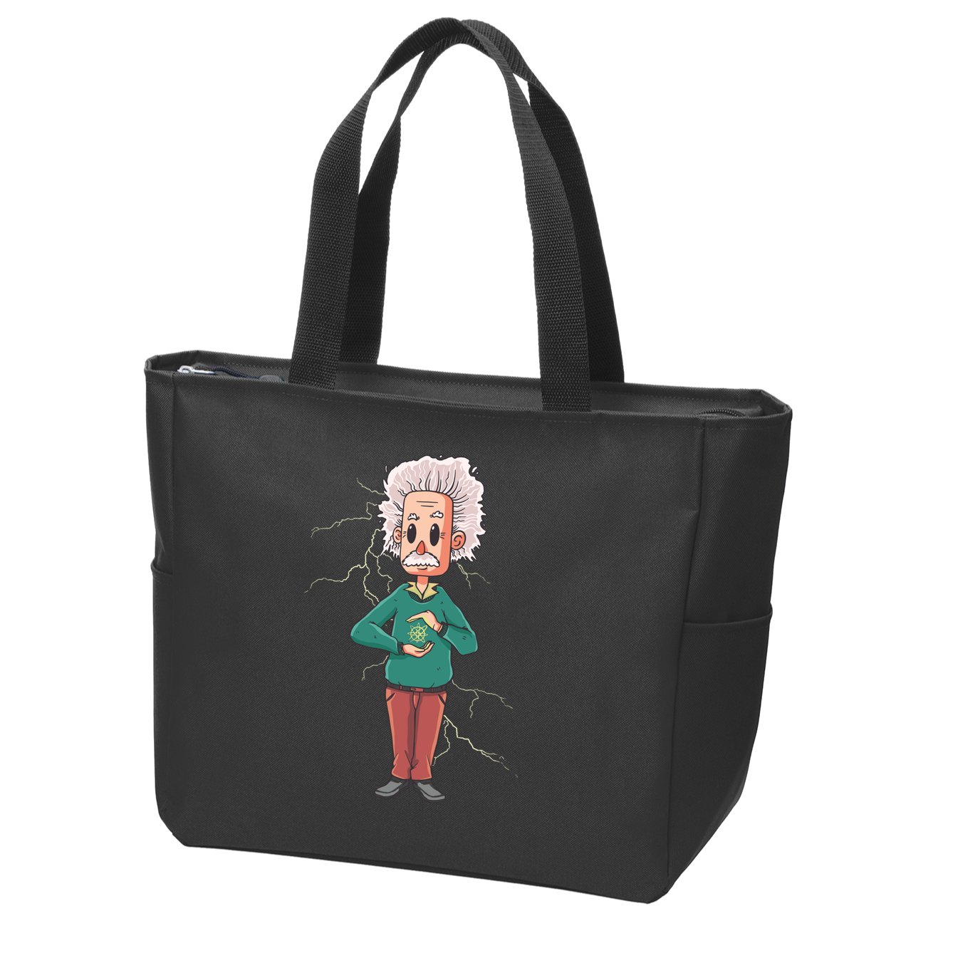 Albert Einstein Cartoon Zip Tote Bag