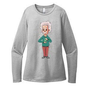 Albert Einstein Cartoon Womens CVC Long Sleeve Shirt