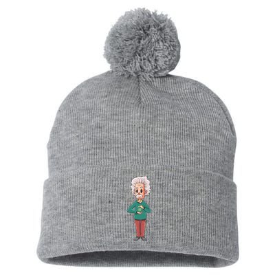 Albert Einstein Cartoon Pom Pom 12in Knit Beanie