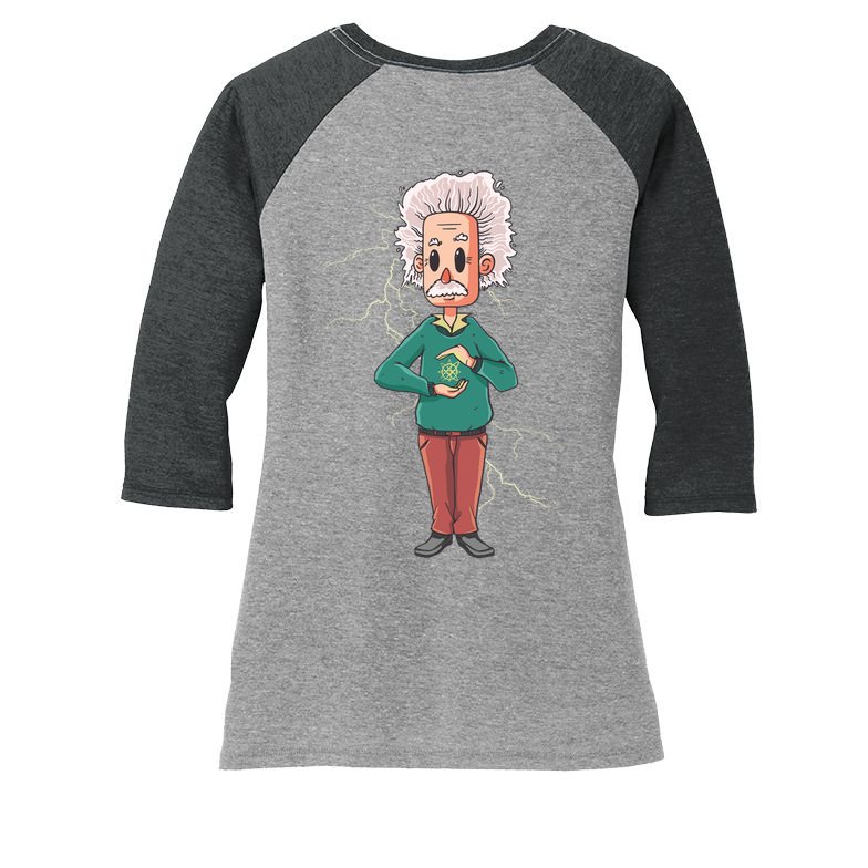 Albert Einstein Cartoon Women's Tri-Blend 3/4-Sleeve Raglan Shirt