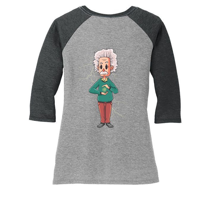 Albert Einstein Cartoon Women's Tri-Blend 3/4-Sleeve Raglan Shirt