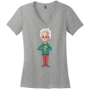 Albert Einstein Cartoon Women's V-Neck T-Shirt