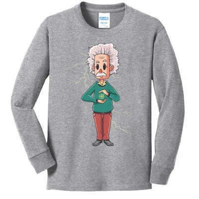 Albert Einstein Cartoon Kids Long Sleeve Shirt