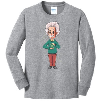 Albert Einstein Cartoon Kids Long Sleeve Shirt