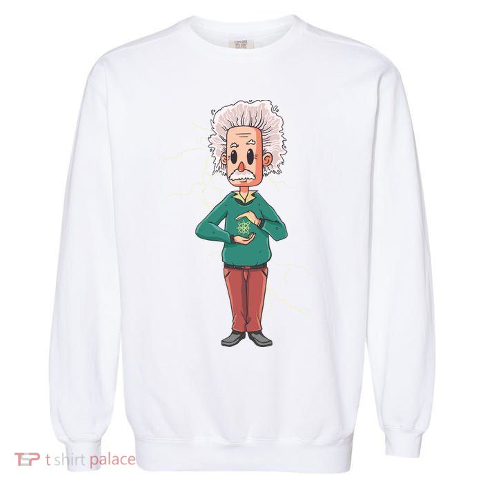 Albert Einstein Cartoon Garment-Dyed Sweatshirt