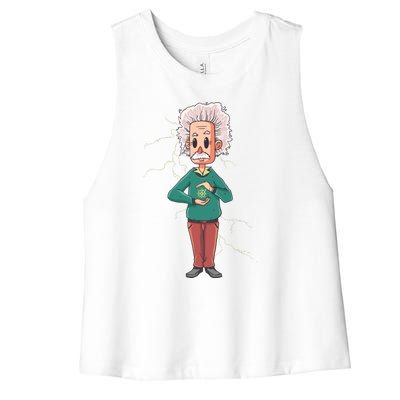 Albert Einstein Cartoon Women's Racerback Cropped Tank