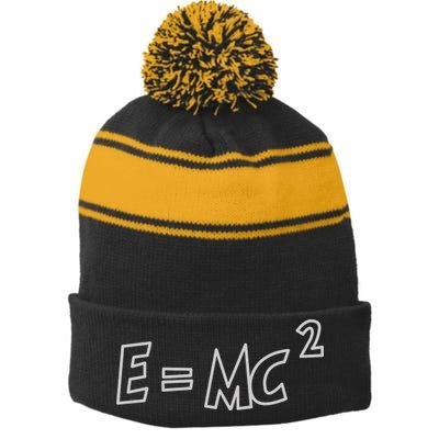 Albert Einstein E=MC2 Equation Stripe Pom Pom Beanie