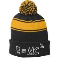 Albert Einstein E=MC2 Equation Stripe Pom Pom Beanie