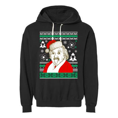 Albert Einstein Ugly Christmas Sweater Garment-Dyed Fleece Hoodie