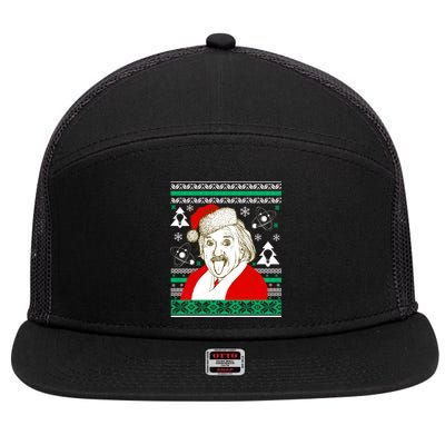 Albert Einstein Ugly Christmas Sweater 7 Panel Mesh Trucker Snapback Hat