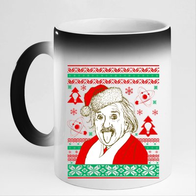 Albert Einstein Ugly Christmas Sweater 11oz Black Color Changing Mug