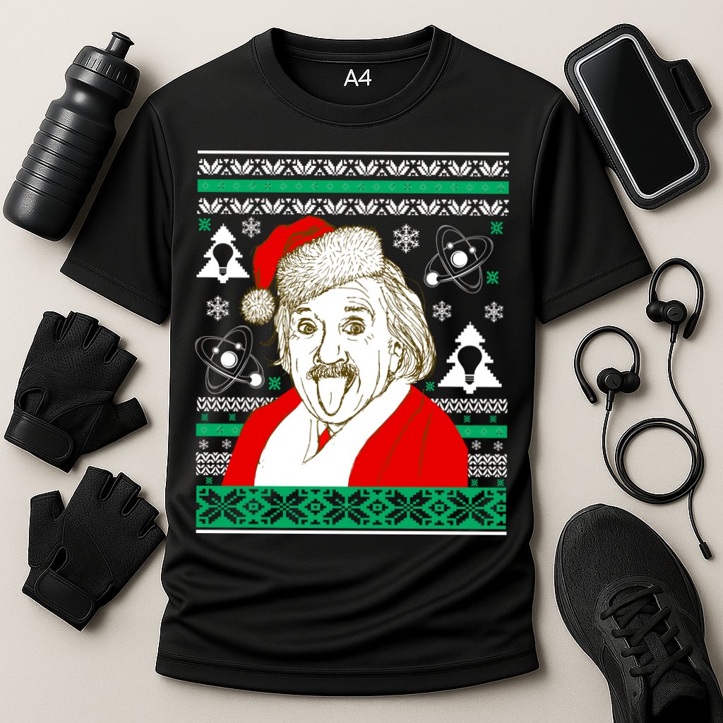 Albert Einstein Ugly Christmas Sweater Performance Shirt