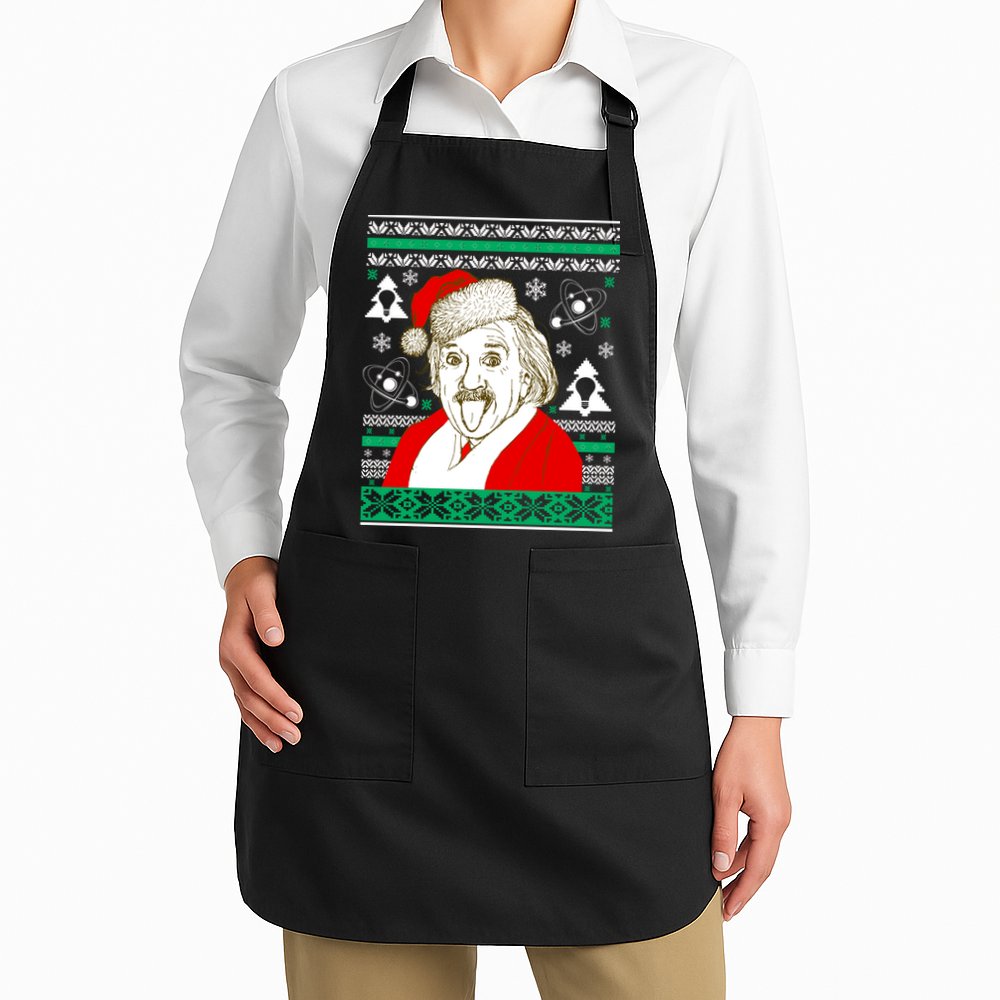 Albert Einstein Ugly Christmas Sweater Apron