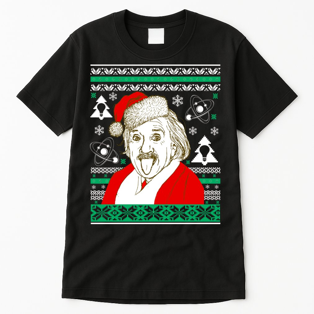 Albert Einstein Ugly Christmas Sweater Tall T-Shirt