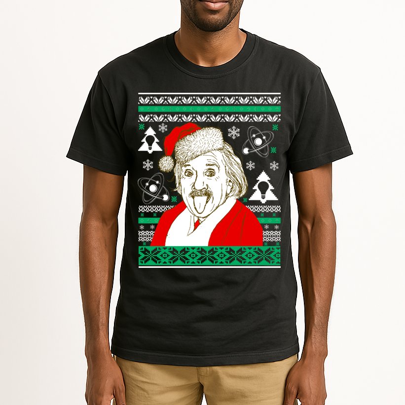 Albert Einstein Ugly Christmas Sweater Tall T-Shirt