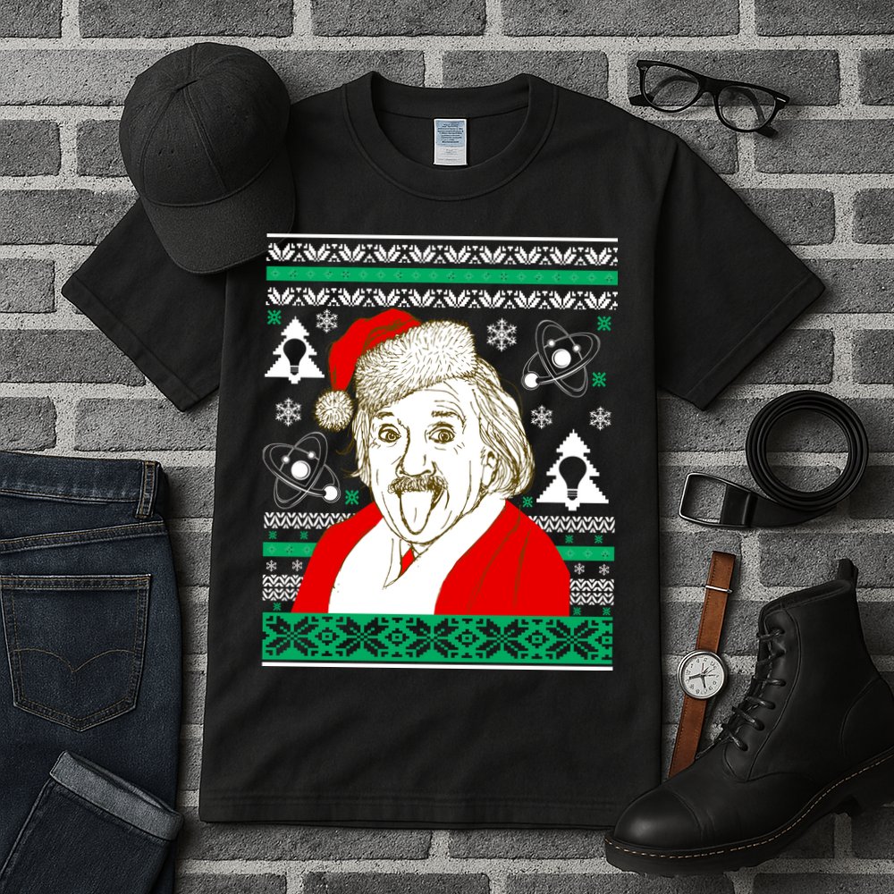 Albert Einstein Ugly Christmas Sweater Tall T-Shirt