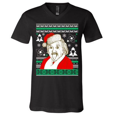 Albert Einstein Ugly Christmas Sweater V-Neck T-Shirt