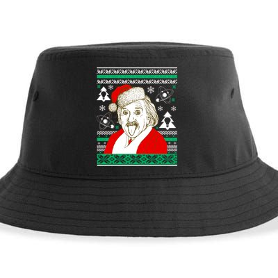 Albert Einstein Ugly Christmas Sweater Sustainable Bucket Hat