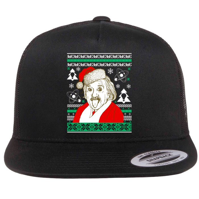 Albert Einstein Ugly Christmas Sweater Flatbill Hat