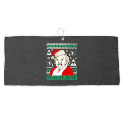 Albert Einstein Ugly Christmas Sweater Large Microfiber Waffle Golf Towel