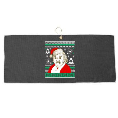 Albert Einstein Ugly Christmas Sweater Large Microfiber Waffle Golf Towel