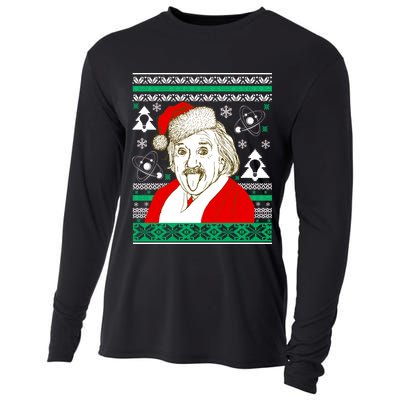 Albert Einstein Ugly Christmas Sweater Cooling Performance Long Sleeve Crew