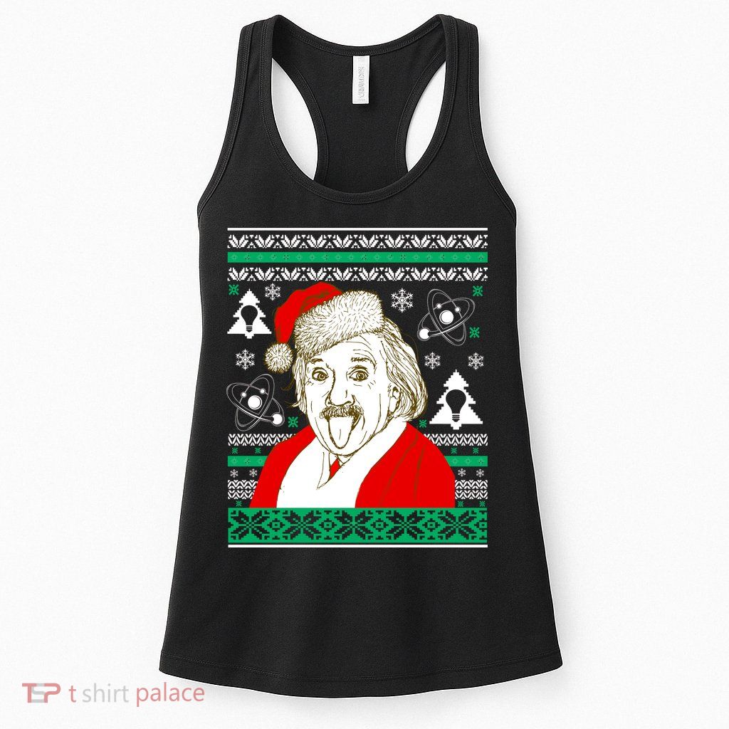 Albert Einstein Ugly Christmas Sweater Womens Tank Top