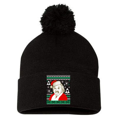 Albert Einstein Ugly Christmas Sweater Pom Pom 12in Knit Beanie