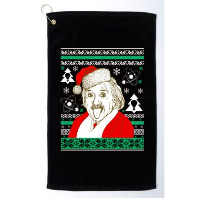 Albert Einstein Ugly Christmas Sweater Platinum Collection Golf Towel