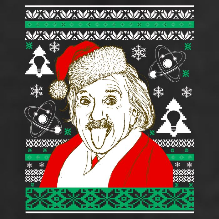 Albert Einstein Ugly Christmas Sweater Golf Towel