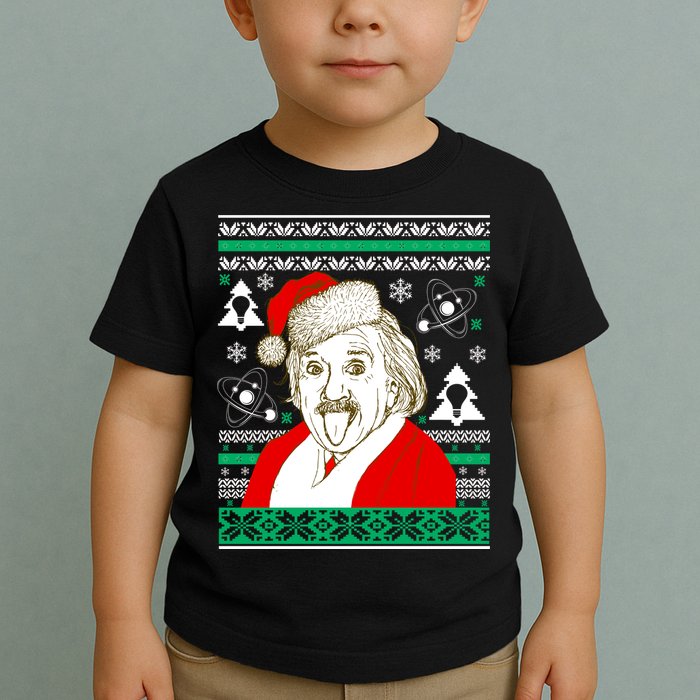 Albert Einstein Ugly Christmas Sweater Toddler T-Shirt