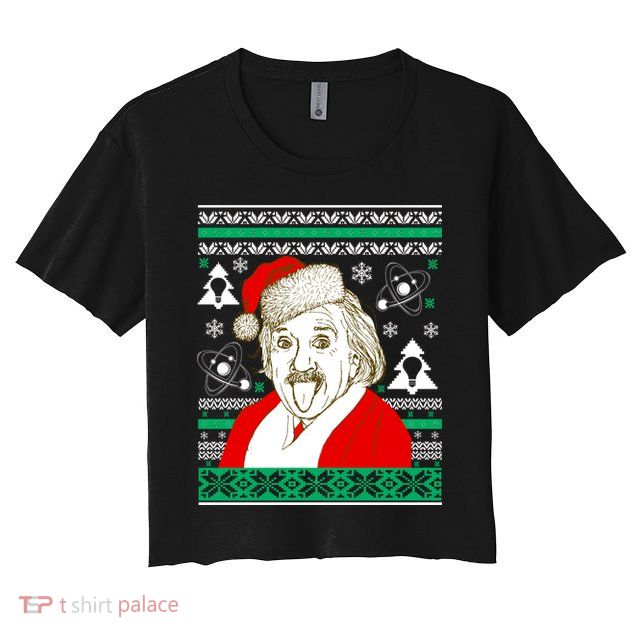 Albert Einstein Ugly Christmas Sweater Crop Top
