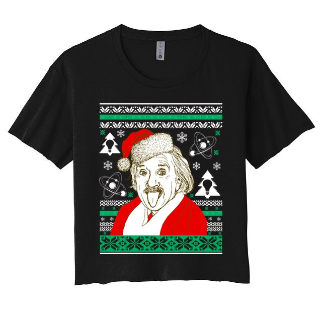 Albert Einstein Ugly Christmas Sweater Crop Top