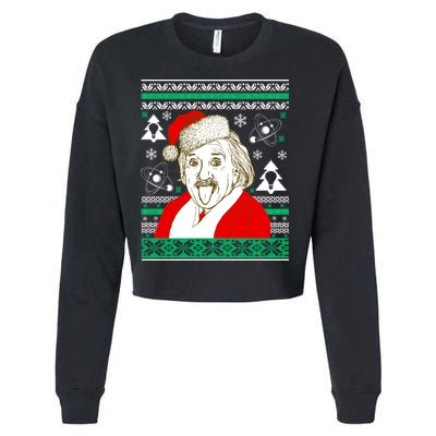 Albert Einstein Ugly Christmas Sweater Cropped Pullover Crew