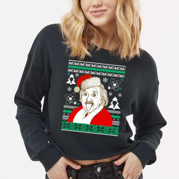 Albert Einstein Ugly Christmas Sweater Cropped Pullover Crew