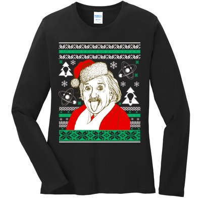 Albert Einstein Ugly Christmas Sweater Ladies Long Sleeve Shirt