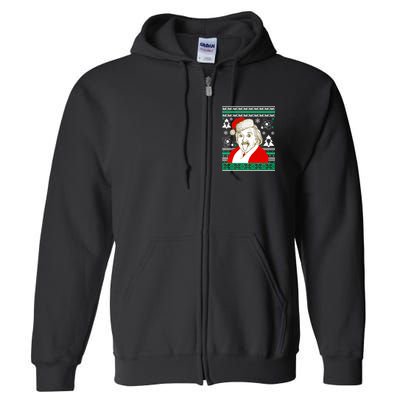 Albert Einstein Ugly Christmas Sweater Full Zip Hoodie