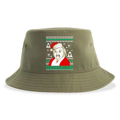 Albert Einstein Ugly Christmas Sweater Sustainable Bucket Hat