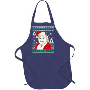 Albert Einstein Ugly Christmas Sweater Full-Length Apron With Pockets