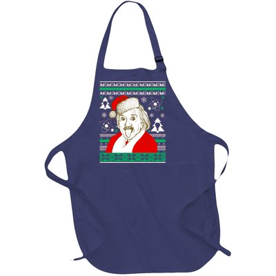 Albert Einstein Ugly Christmas Sweater Full-Length Apron With Pockets