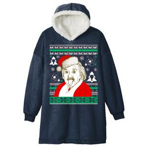 Albert Einstein Ugly Christmas Sweater Hooded Wearable Blanket