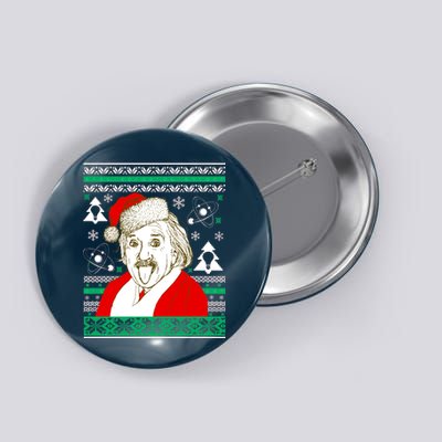 Albert Einstein Ugly Christmas Sweater Button