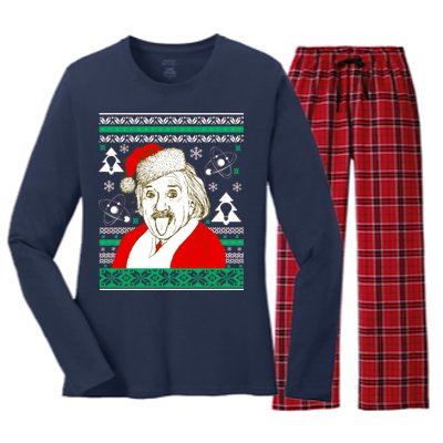 Albert Einstein Ugly Christmas Sweater Women's Long Sleeve Flannel Pajama Set 