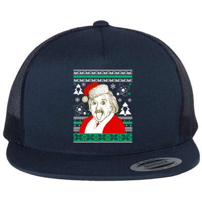 Albert Einstein Ugly Christmas Sweater Flat Bill Trucker Hat